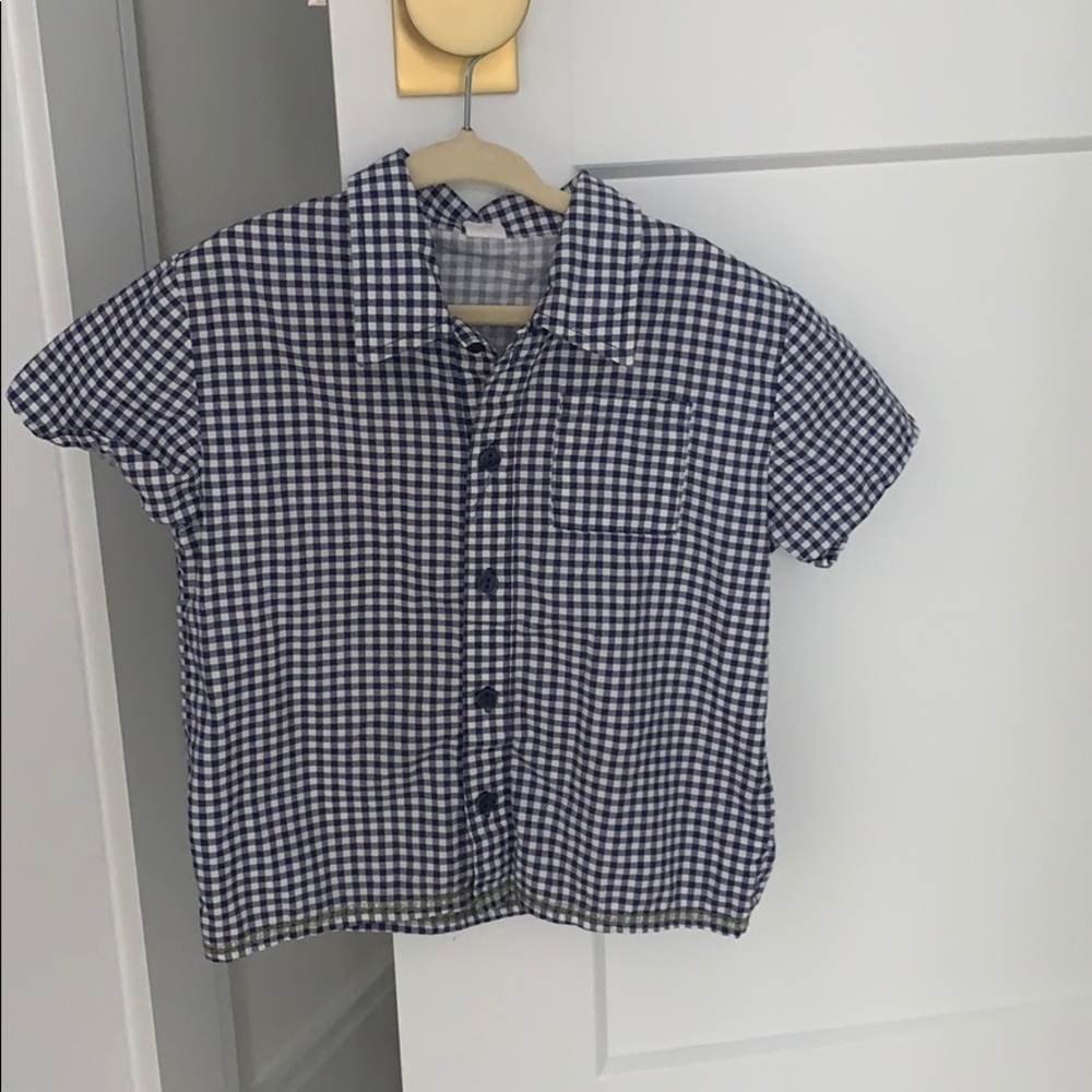 Blue gingham shirt sleeve collared shirt